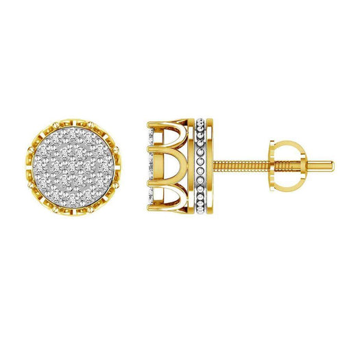 MEN'S EARRINGS 1/3 CT ROUND DIAMOND 10K YELLOW GOLD 