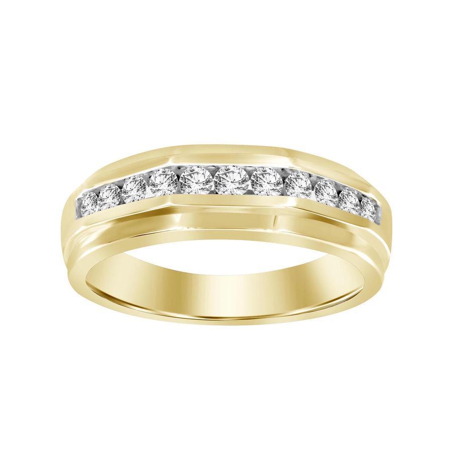 MEN'S BAND 1 CT ROUND DIAMOND 10K YELLOW GOLD