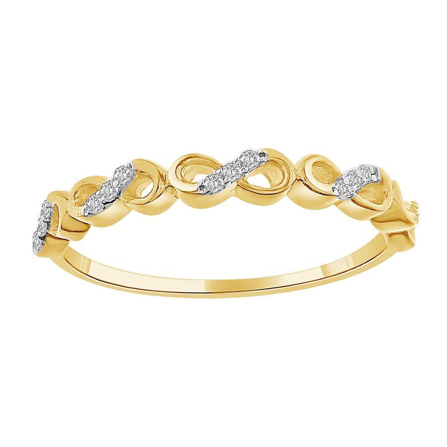 LADIES STACKBLE BAND 1/20 CT ROUND DIAMOND 14K YELLOW GOLD