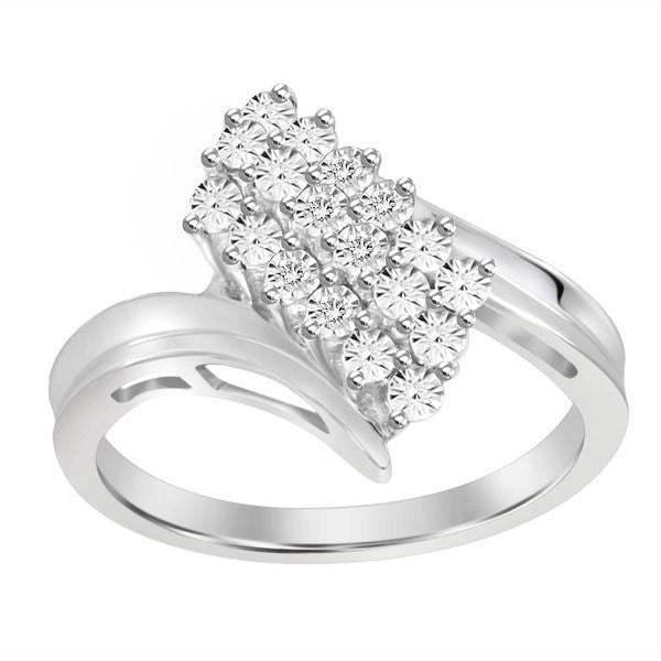 LADIES RING 1/20 CT ROUND DIAMOND SILVER