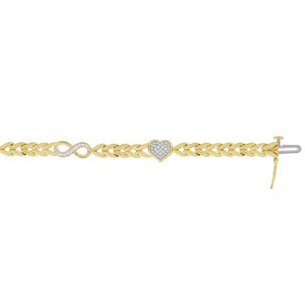 LADIES BRACELET 1/5 CT ROUND DIAMOND SILVER YELLOW PLATED