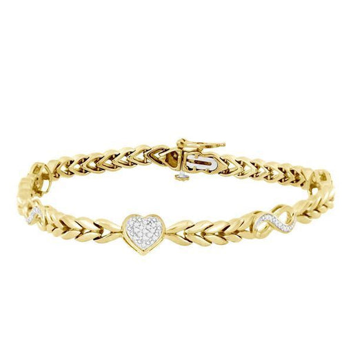 LADIES BRACELET 1/5 CT ROUND DIAMOND SILVER YELLOW PLATED