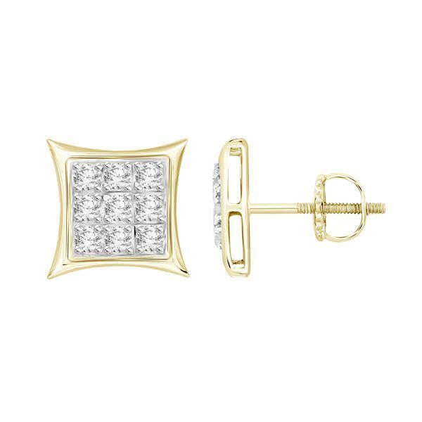 MEN'S EARRINGS 1/20 CT ROUND DIAMOND 10K YELLOW GOLD