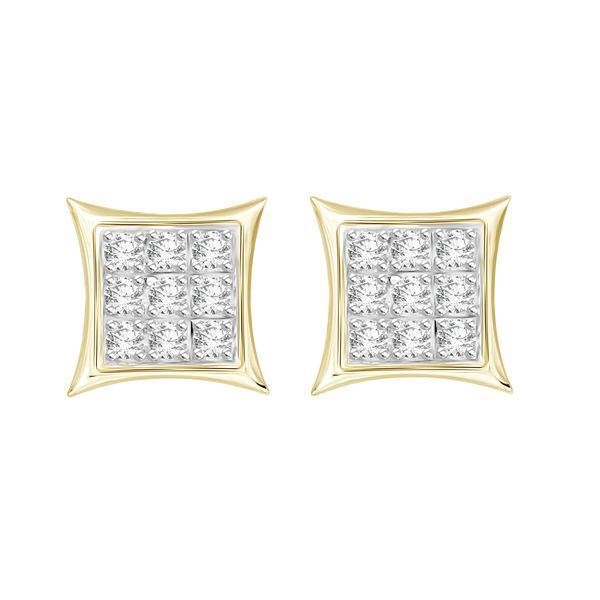 MEN'S EARRINGS 1/20 CT ROUND DIAMOND 10K YELLOW GOLD