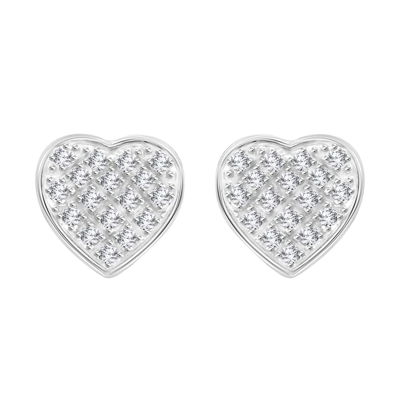 MEN'S EARRINGS 1/10 CT ROUND DIAMOND SILVER