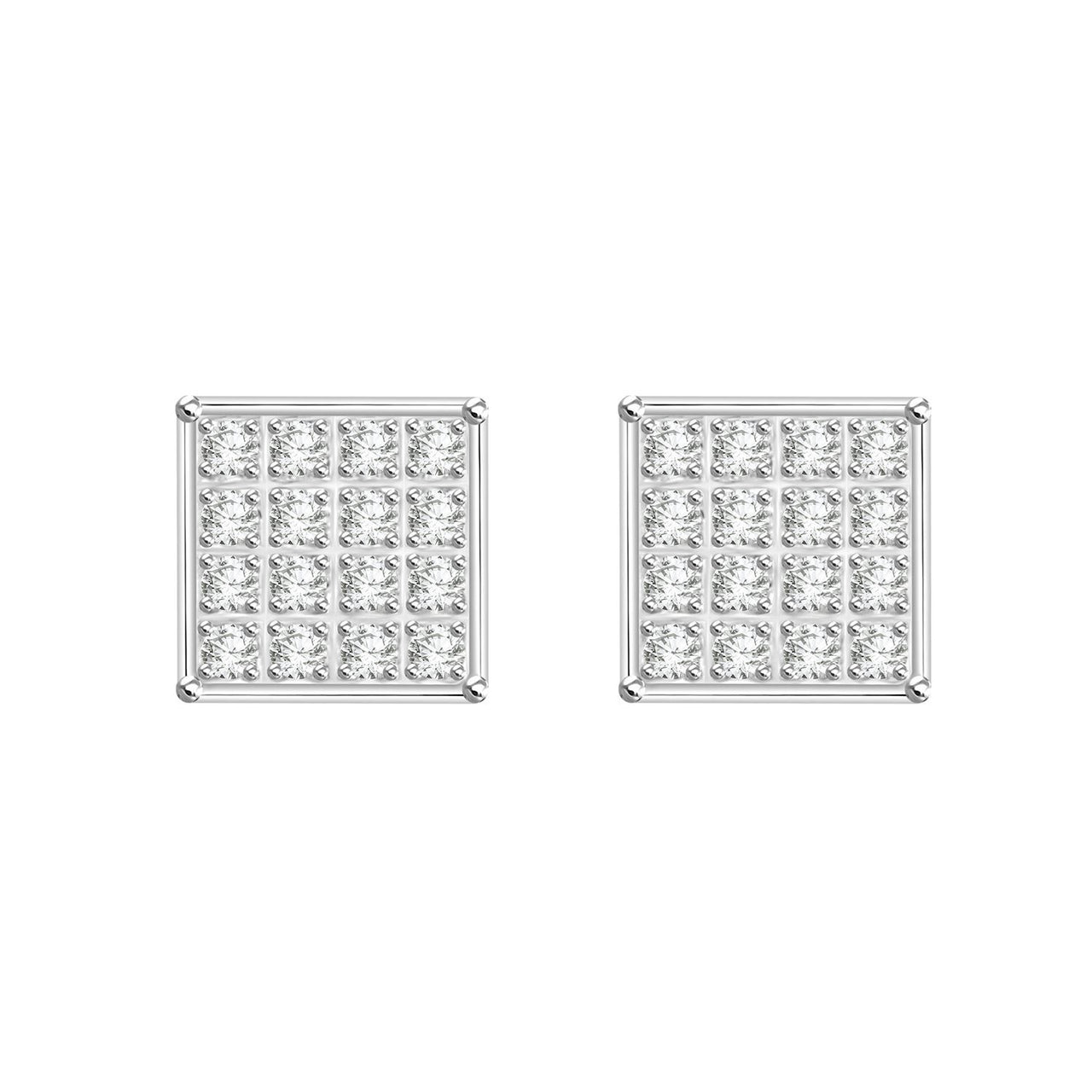 MEN'S EARRINGS 1/10 CT ROUND DIAMOND SILVER