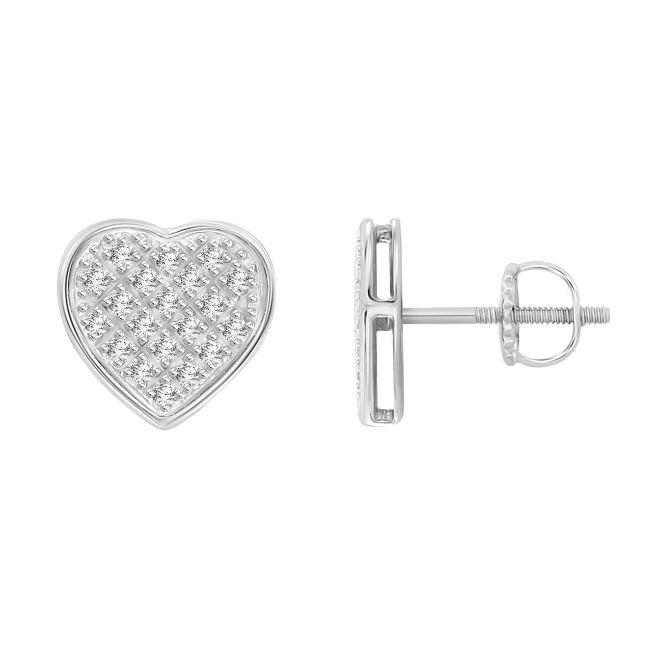 MEN'S EARRINGS 1/6 CT ROUND DIAMOND SILVER