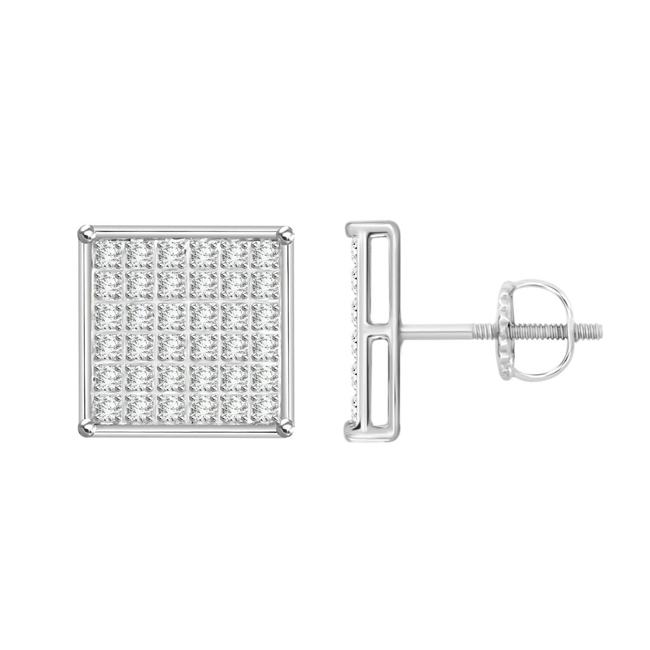 MEN'S YUVA EARRINGS 1/4 CT ROUND DIAMOND SILVER