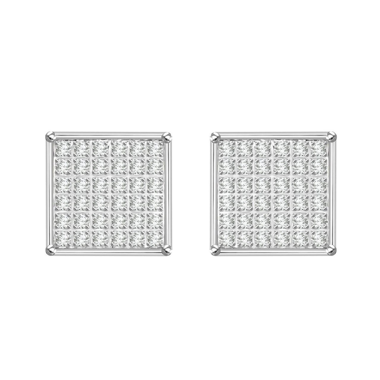 MEN'S YUVA EARRINGS 1/4 CT ROUND DIAMOND SILVER
