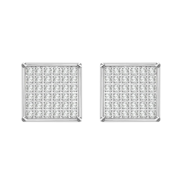 MEN'S YUVA EARRINGS 1/4 CT ROUND DIAMOND SILVER