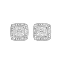 Thumbnail for LADIES EARRINGS 1/10 CT ROUND DIAMOND SILVER WHITE
