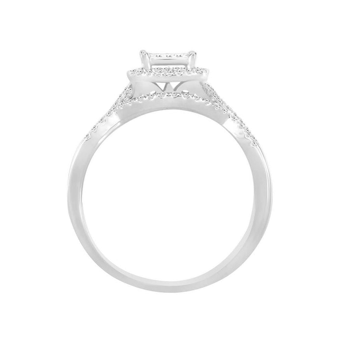 LADIES BRIDAL RING SET 1/4 CT ROUND DIAMOND 10K WHITE GOLD