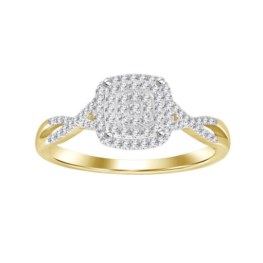 LADIES BRIDAL RING SET 1/4 CT ROUND DIAMOND 10K YELLOW GOLD