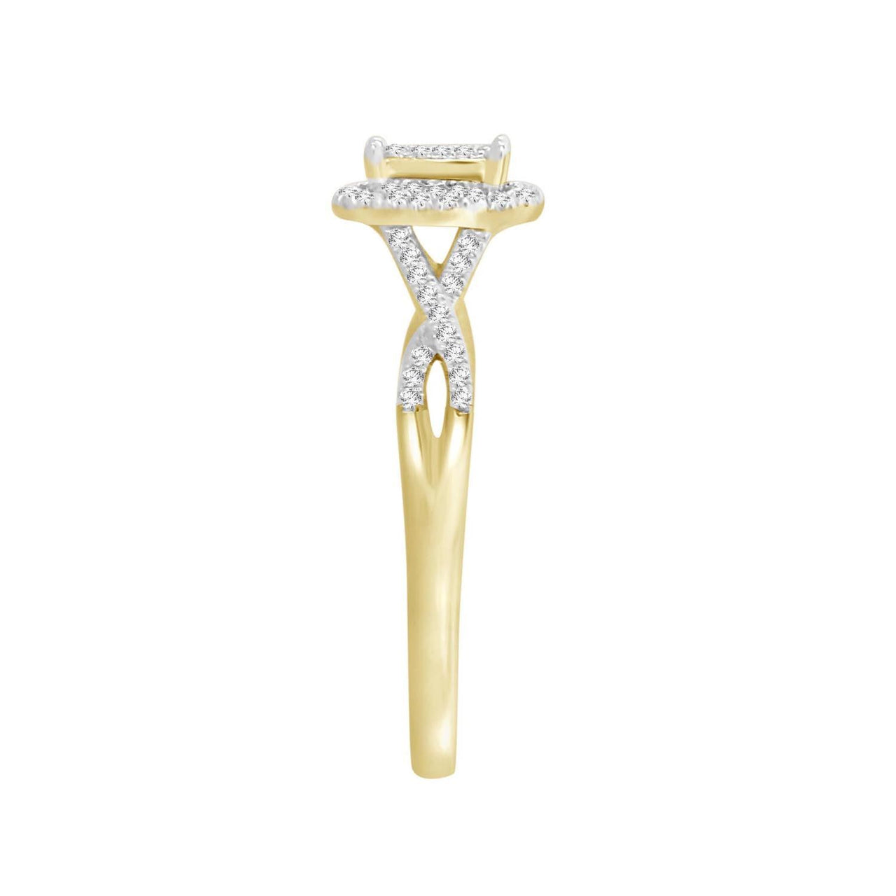 LADIES BRIDAL RING SET 1/4 CT ROUND DIAMOND 10K YELLOW GOLD