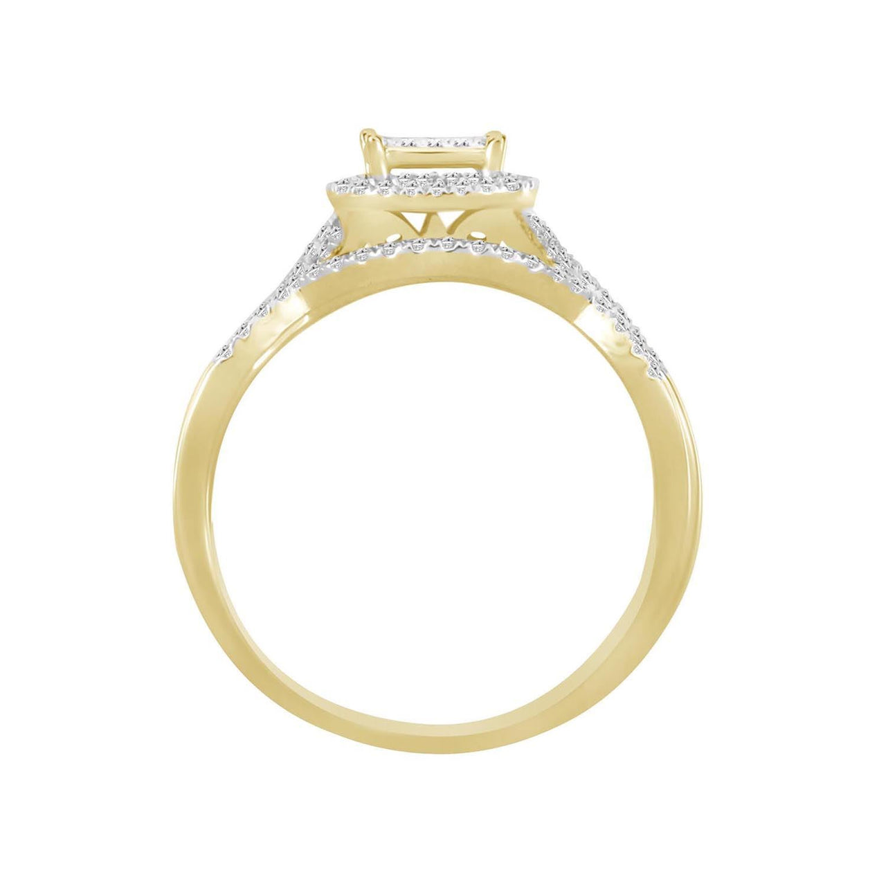 LADIES BRIDAL RING SET 1/4 CT ROUND DIAMOND 10K YELLOW GOLD