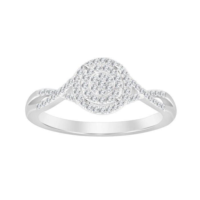 LADIES BRIDAL RING SET 1/4 CT ROUND DIAMOND 10K WHITE GOLD