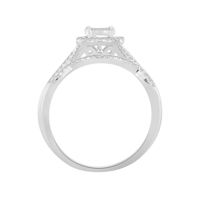 LADIES BRIDAL RING SET 1/4 CT ROUND DIAMOND 10K WHITE GOLD