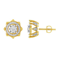 Thumbnail for MEN'S EARRINGS 1/2 CT ROUND DIAMOND 10K YELLOW GOLD