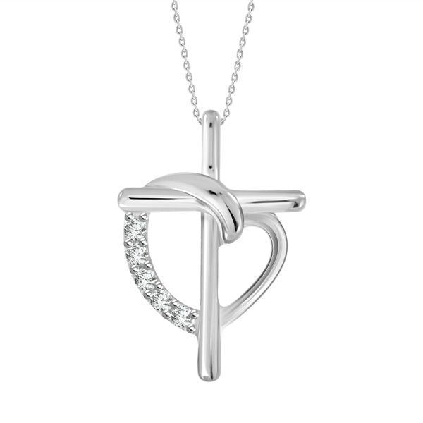 LADIES PENDANT 0.02 CT ROUND DIAMOND 10K WHITE GOLD