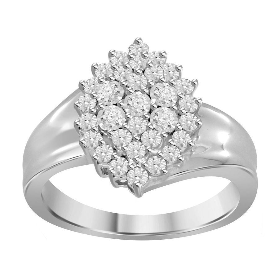 LADIES RING 1/20 CT ROUND DIAMOND SILVER