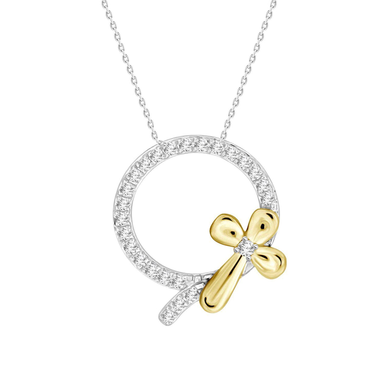 LADIES PENDANT 1/5 CT ROUND DIAMOND 10K WHITE GOLD