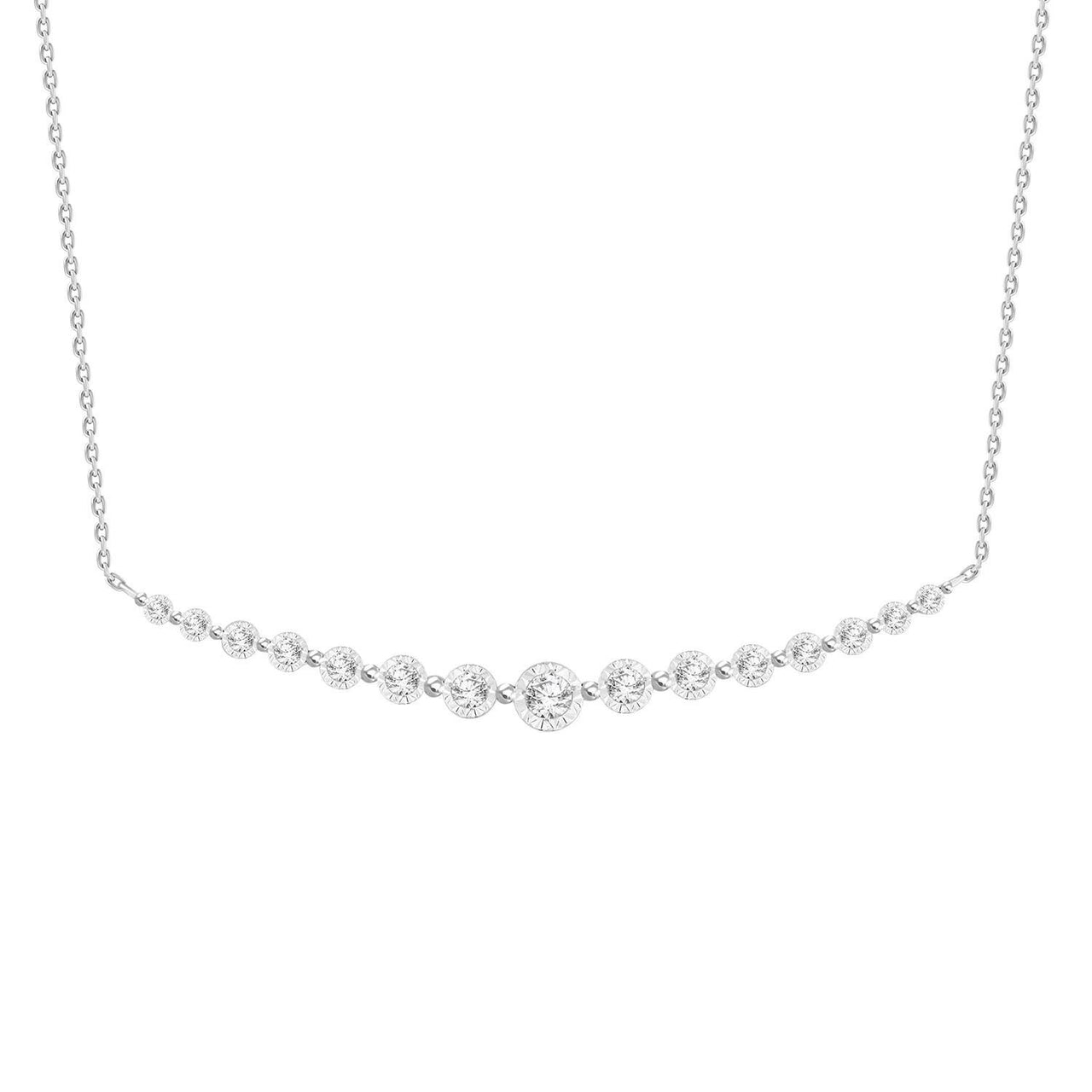 LADIES PENDANT WITH CHAIN 1/4 CT ROUND DIAMOND 10K WHITE GOLD