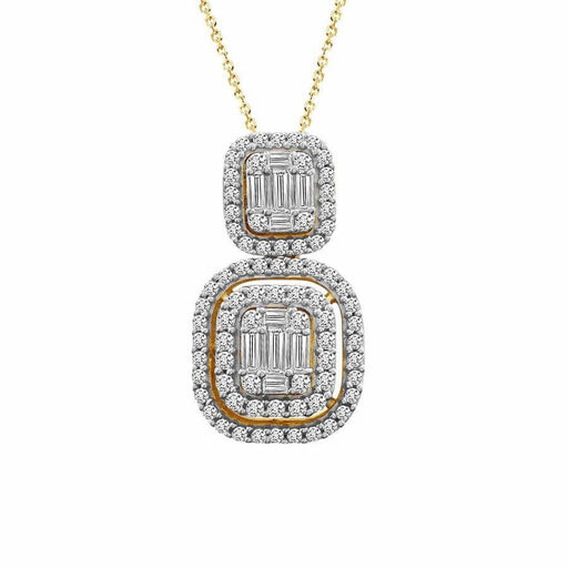 LADIES PENDANT 1/2 CT ROUND/BAGUETTE DIAMOND 14K YELLOW GOLD