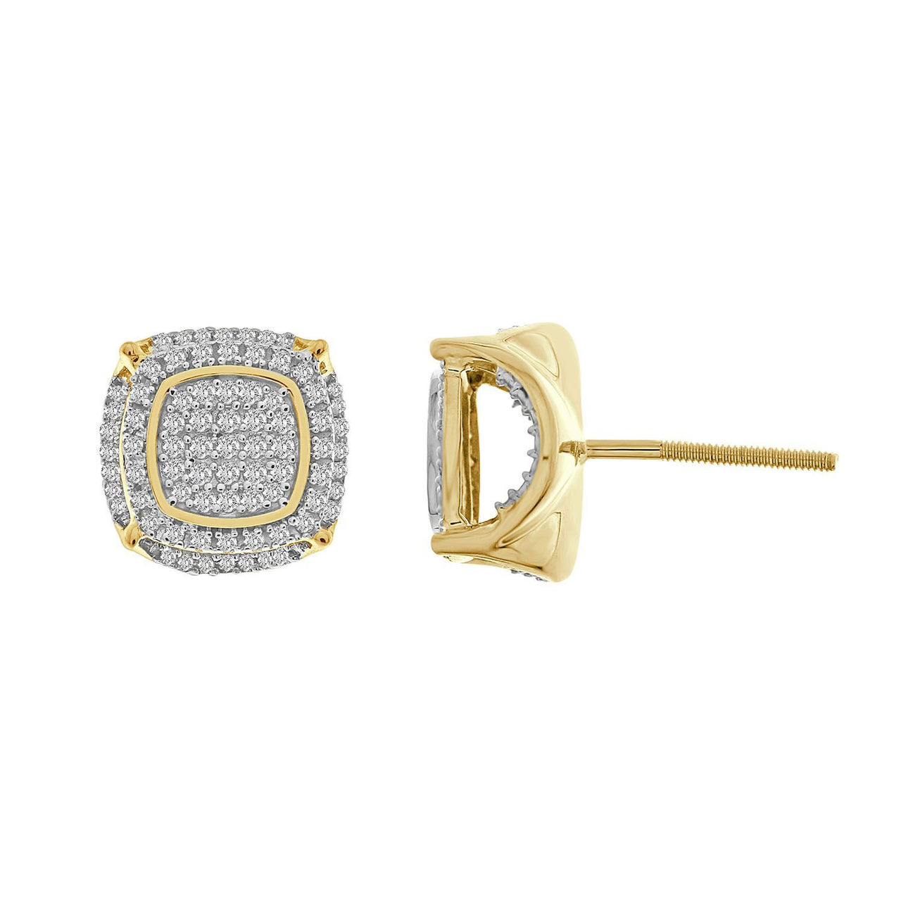 MEN'S EARRINGS 1/2 CT ROUND DIAMOND 10K YELLOW GOLD