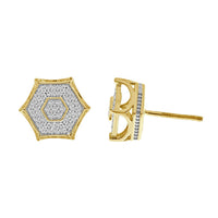 Thumbnail for MEN'S EARRINGS 1/4 CT ROUND DIAMOND 10K YELLOW GOLD