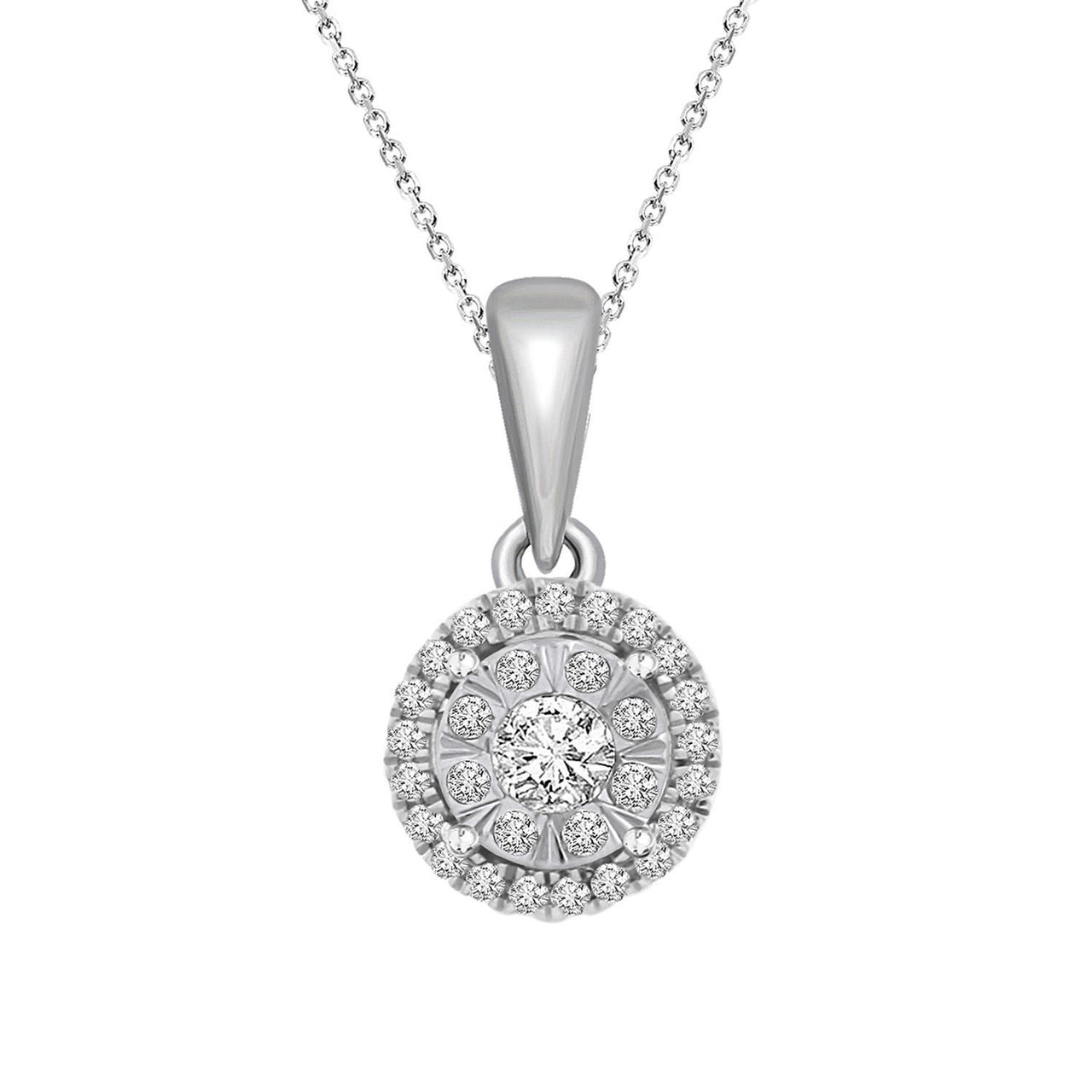 LADIES PENDANT 1/15 CT ROUND DIAMOND 10K WHITE GOLD