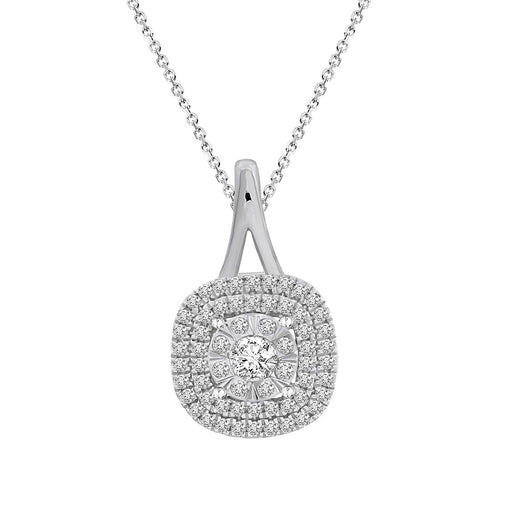 LADIES PENDANT WITH CHAIN 1/4 CT ROUND DIAMOND 10K WHITE GOLD