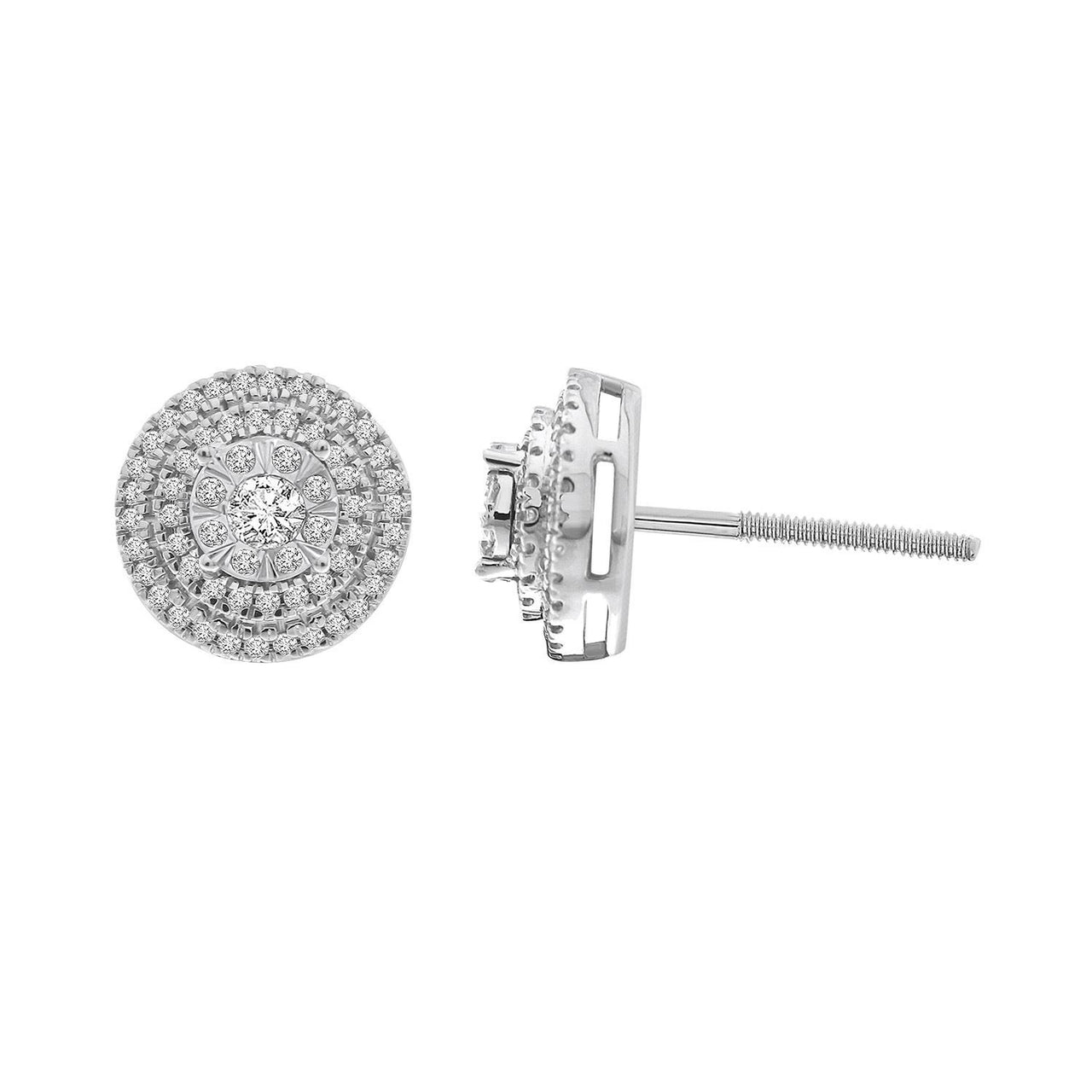 LADIES EARRINGS 1/2 CT ROUND DIAMOND 10K WHITE GOLD