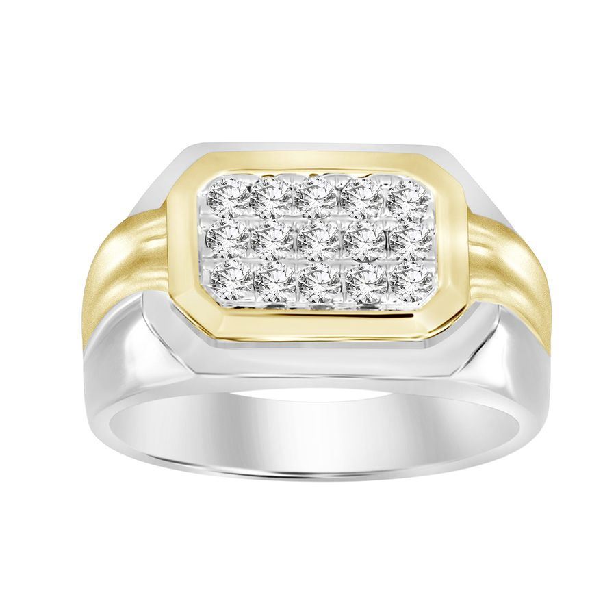 MEN'S RING 1/2 CT ROUND DIAMOND 10K TT WHITE & YELLOW GOLD
