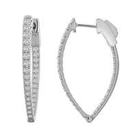 Thumbnail for LADIES HOOPS EARRING 1 CT ROUND DIAMOND 10KT WHITE GOLD