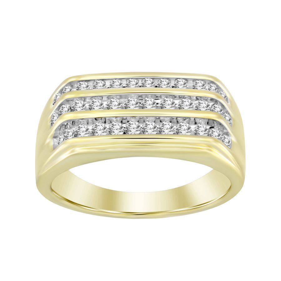 MEN'S RING 1/2 CT ROUND DIAMOND 10K YELLOW GOLD