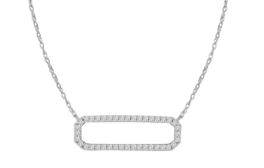 LADIES NECKLACE  1/6 CT ROUND DIAMOND 10K WHITE GOLD