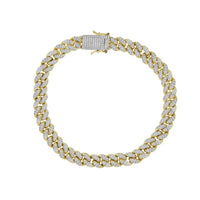 Thumbnail for MENS BRACELET 1 1/3 CT ROUND DIAMOND SILVER YELLOW PLATED