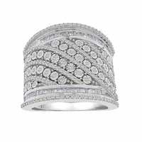 Thumbnail for LADIES RING 1 CT ROUND/BAGUETTE DIAMOND 10K WHITE GOLD