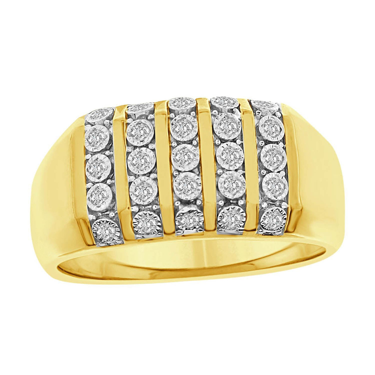 MEN'S RING 1/2 CT ROUND DIAMOND 10K YELLOW GOLD