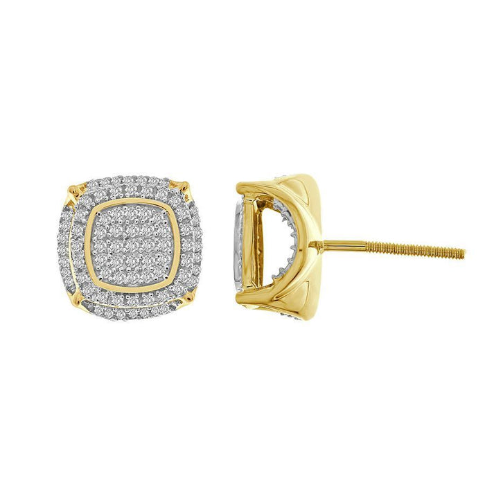 MEN'S EARRINGS  1/3 CT ROUND DIAMOND 10K YELLOW GOLD