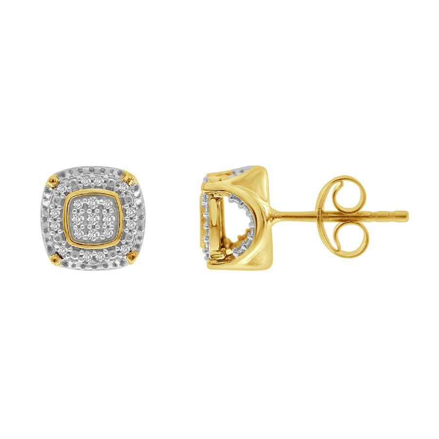 MEN'S EARRINGS  1/6 CT ROUND DIAMOND 10K YELLOW GOLD