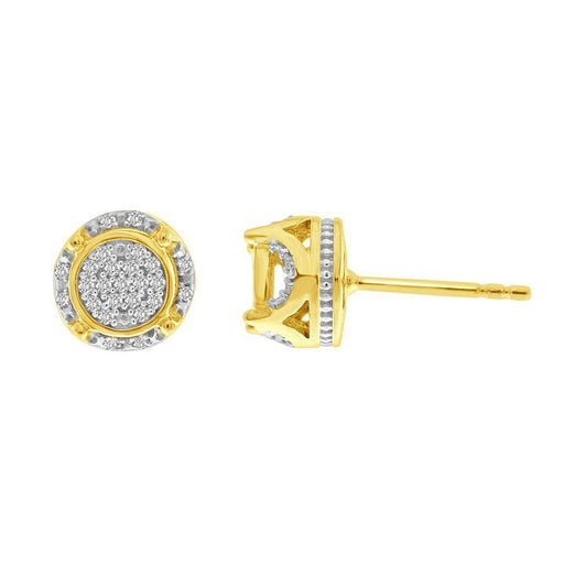 MEN'S EARRINGS  1/6 CT ROUND DIAMOND 10K YELLOW GOLD