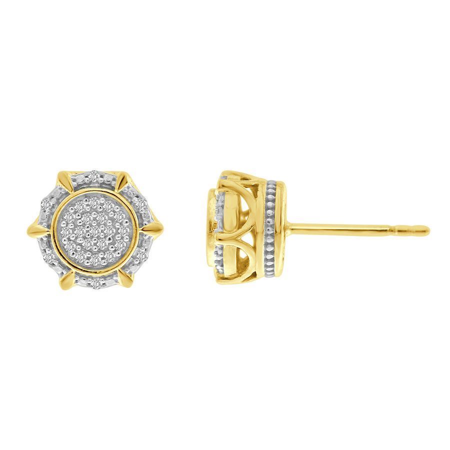 MEN'S EARRINGS  1/6 CT ROUND DIAMOND 10K YELLOW GOLD