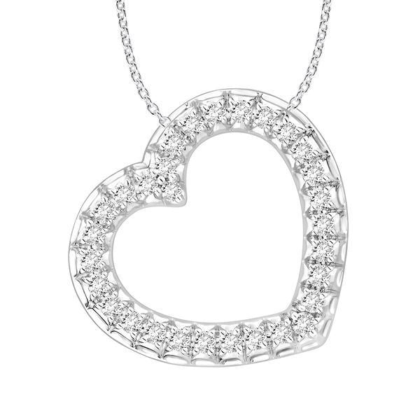 LADIES PENDANT 3/4 CT ROUND DIAMOND 10K WHITE GOLD