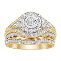 Thumbnail for LADIES BRIDAL RING SET 1/3 CT ROUND DIAMOND 10K YELLOW GOLD