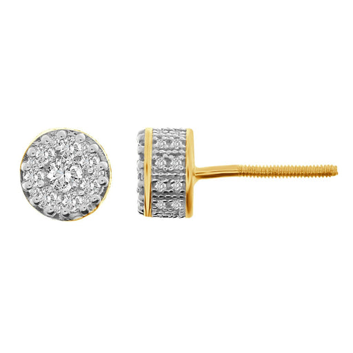 MEN'S EARRINGS 1/2 CT ROUND DIAMOND 10KT YELLOW GOLD 