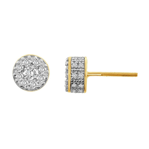 MEN'S EARRINGS 3/4 CT ROUND DIAMOND 10KT YELLOW GOLD