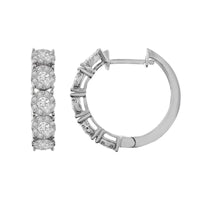 Thumbnail for LADIES HOOPS EARRING 1 CT ROUND DIAMOND 10K WHITE GOLD