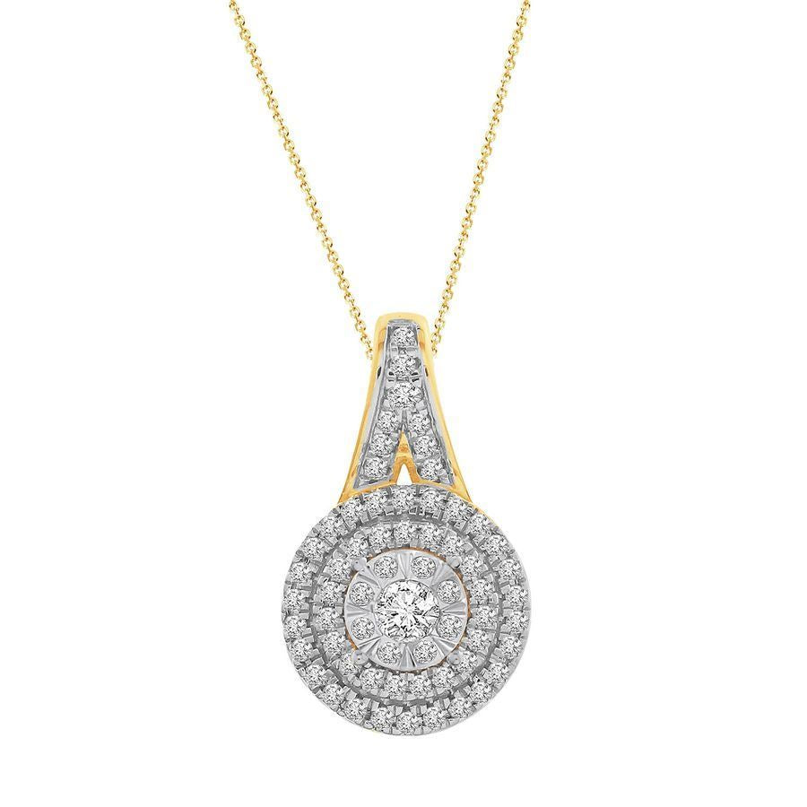 LADIES PENDANT 1/3 CT ROUND DIAMOND 10K YELLOW GOLD