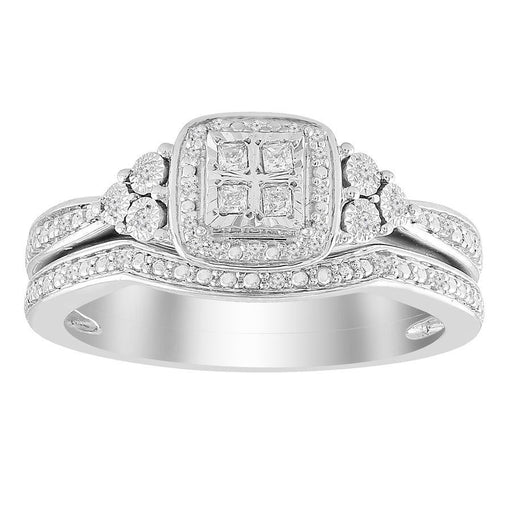 LADIES RING 1/8 CT ROUND/PRINCESS DIAMOND 10K WHITE GOLD